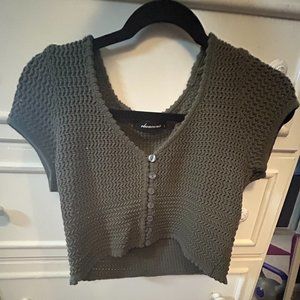 Olivaceous Knit Cropped Sweater Top